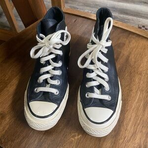 Converse Black and White Chuck Taylor 70 LEATHER All Star High-Tops